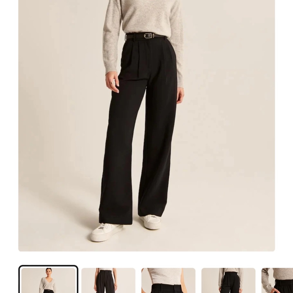Black Daisy Grace Long Wide-Leg High-Rise Pants💅🏻